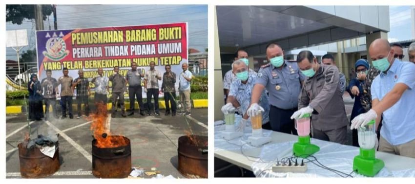 Kejari Kota Binjai Musnahkan Barang Bukti Sabu dan Ganja