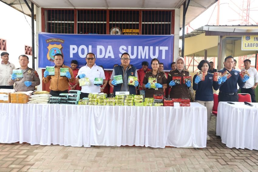 Polda Sumut Musnahkan 57 Kg Sabu dan Puluhan Ribu Pill Ekstasi