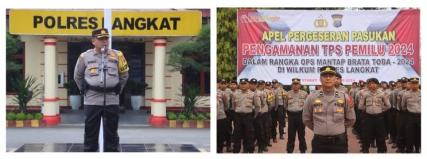Kapolres Langkat Pimpin Apel Pergeseran Pasukan Pengamanan TPS 2024