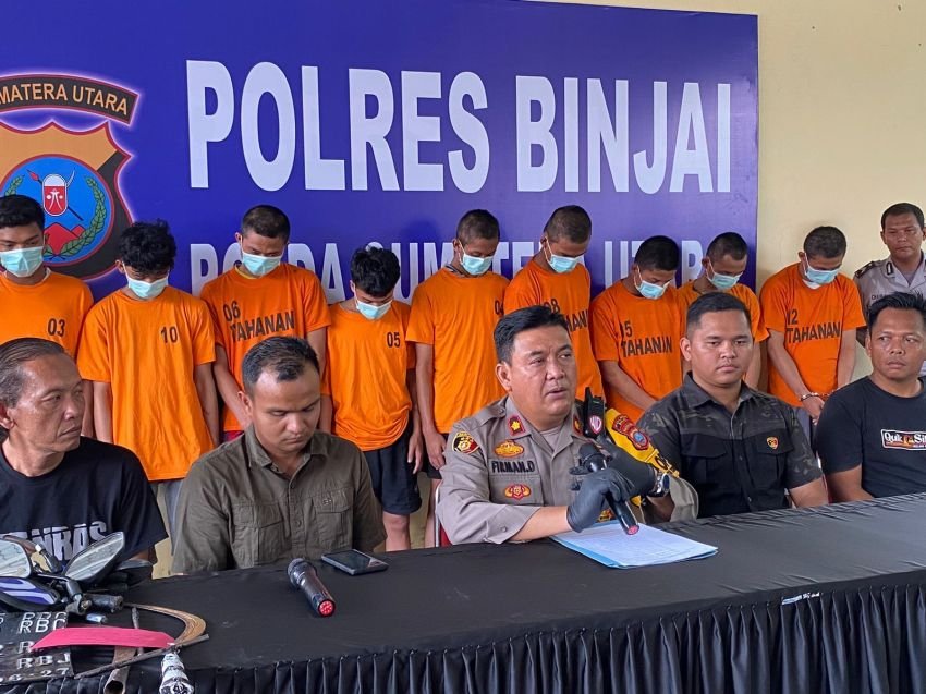 Beraksi Di 39 Tempat, 13 Orang Komplotan Begal Diciduk Polres Binjai