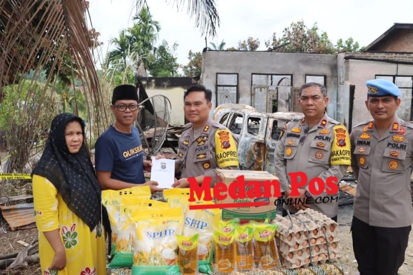 Polres Labuhanbatu Salurkan Bantuan pada Anggota PWI Korban Kebakaran