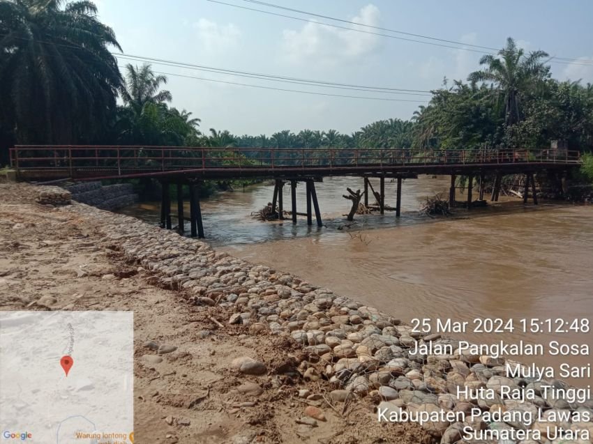 PTPN IV Regional II Bangun Bronjong Jembatan Penghubung Warga di Palas