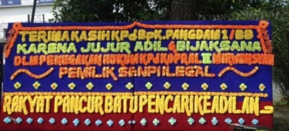 Masyarakat Pancur Batu Kirim Papan Bunga sebagai Bentuk Apresiasi kepada Pangdam I/BB