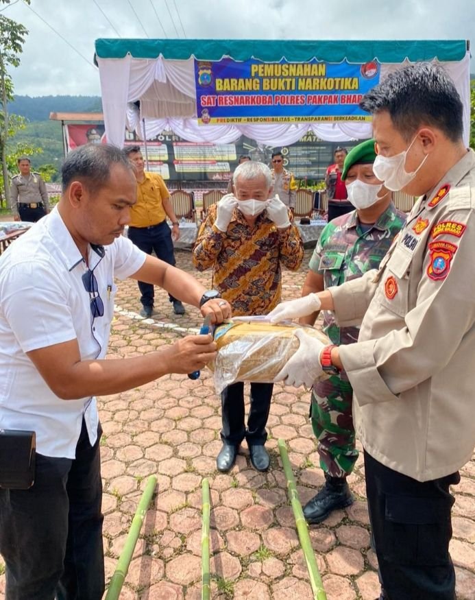 Polres Pakpak Bharat Musnahkan Barang Bukti Ganja, Wilkum Pakpak Bharat Rawan Perlintasan Narkoba