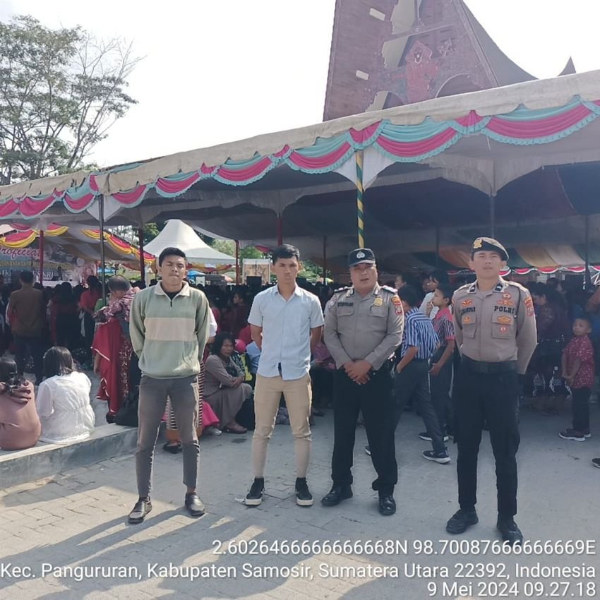 Personil Pengamanan dan Tim Patroli Polres Samosir, Amankan Ibadah Peringatan Kenaikan Yesus Kristus