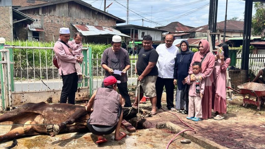 Jamaah Masjid JAMI &lsquo; Pancurbatu Sembelih 12 Hewan Qurban