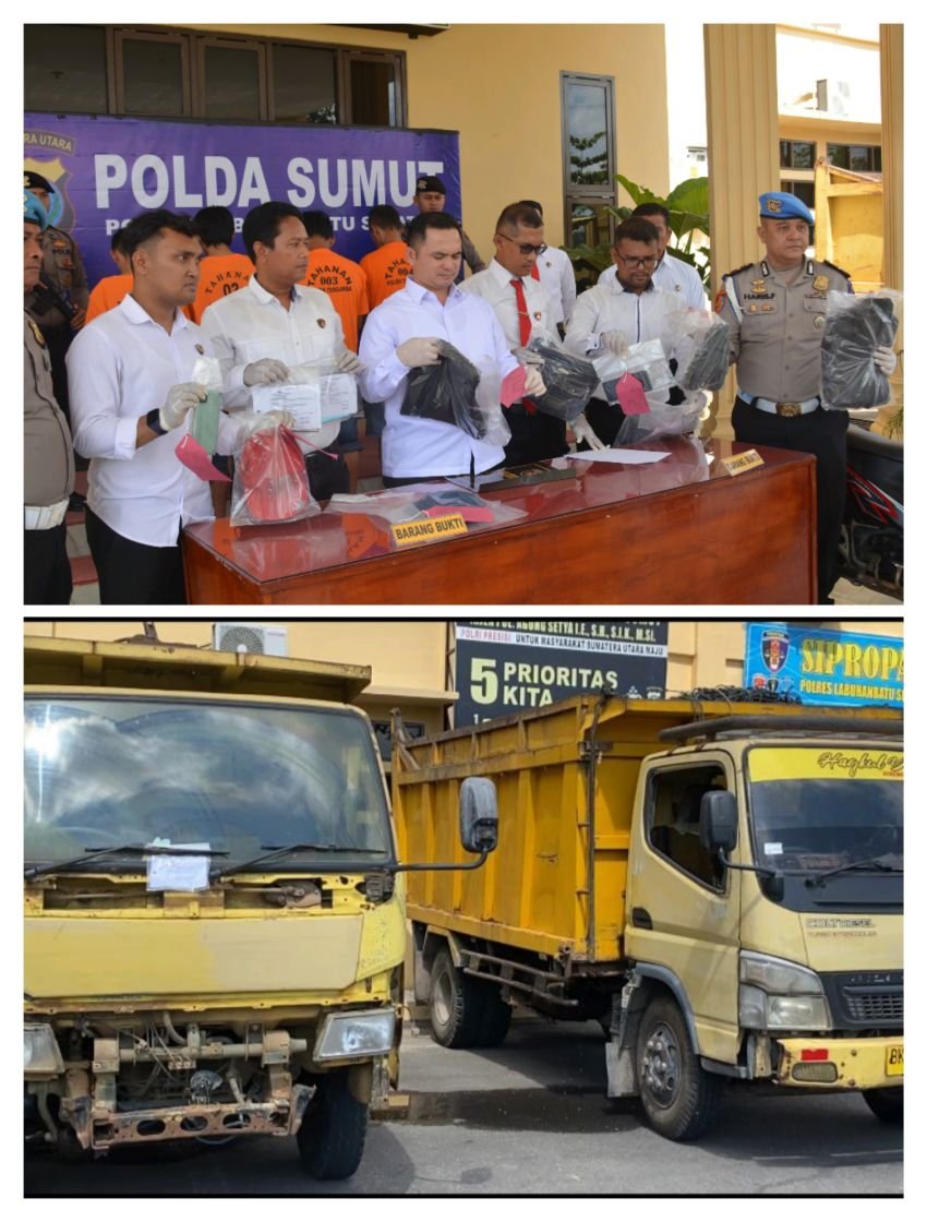 Polres Labusel Ungkap Sindikat Pencurian Dump Truk Antar Provinsi, 4 Tersangka dan 2 Truk Diamankan