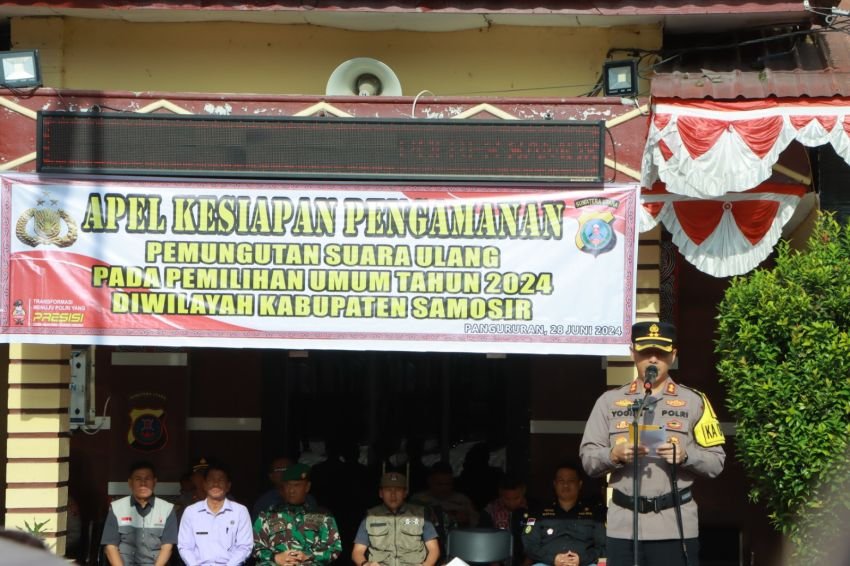 Kesiapan Polres Samosir Jelang Pengamanan Pemungutan Suara Ulang TPS 12 Pardomuan Pangururan