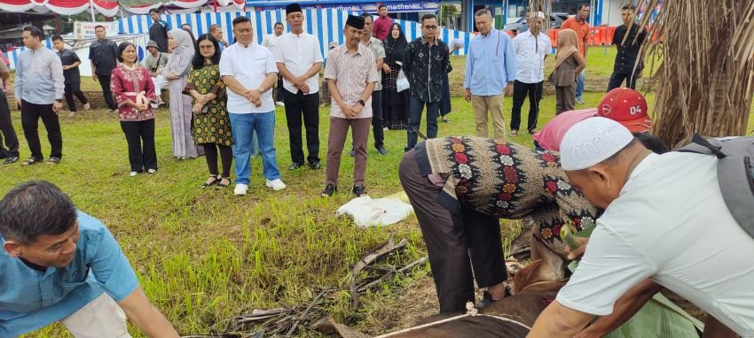 Polres Simalungun Sembelih & Bagi Daging Qurban Idul Adha 1445 H