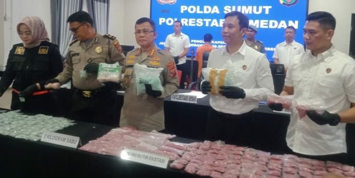 Polrestabes Medan Tangkap Bandar Narkoba, 2 Kg Sabu dan 36.860 Butir XTC Disita