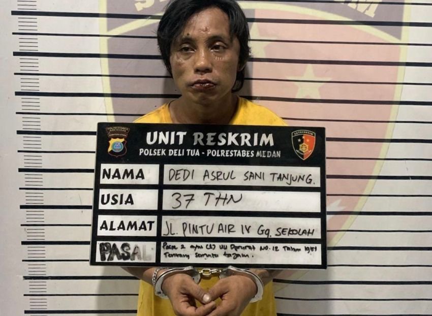 Tampang Pria di Medan Acungkan Parang Bikin Takut Anak SD Ditangkap Polisi