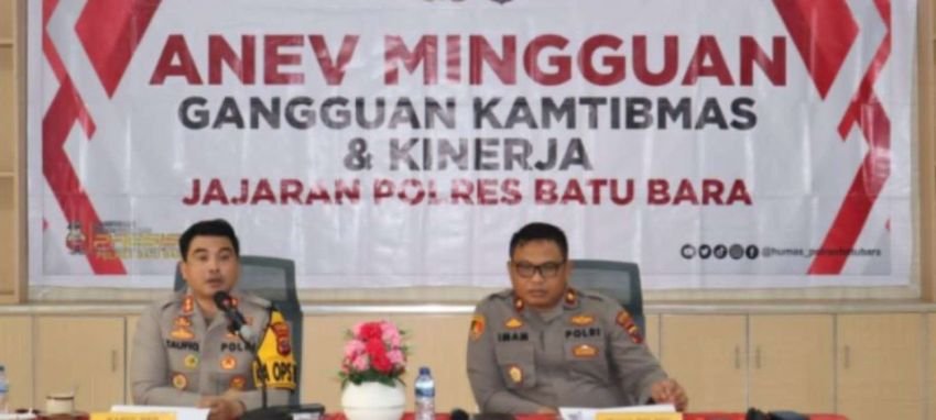 Kapolres Batu Bara Pimpin Anev Mingguan Kamtibmas dan Kinerja Personil