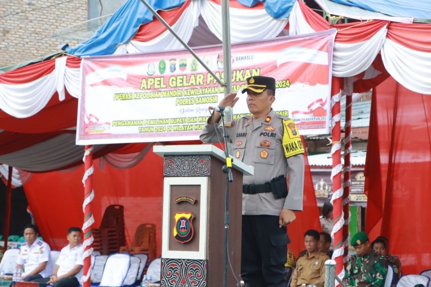 Siap Amankan Pilkada 2024, Polres Samosir Apel Gelar Pasukan Operasi Mantap Praja Toba 2024