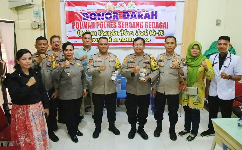 Semarakkan HUT Polwan Polres Sergai, Aksi Donor Darah Bersama Wartawan