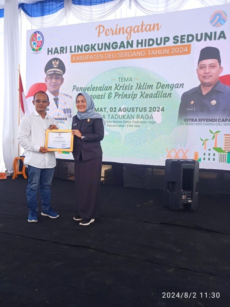 Bank Sampah Induk 54 Sagala Terima Penghargaan Lingkungan Dari Pemkab Deliserdang