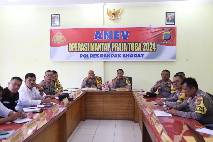 Kapolres Pakpak Bharat AKBP Oloan Siahaan Pimpin Anev Operasi Mantap Praja Toba 2024