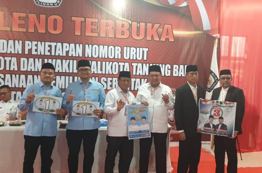 Pasangan Cakada Kota Tanjungbalai Hadiri Undian dan Penetapan Nomor Urut