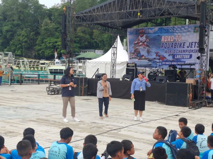 Bank Indonesia P.Siantar Sosialisasi Rupiah & QRIS pada Road To Aquabike Jetski World Championship Lake Toba Parapat