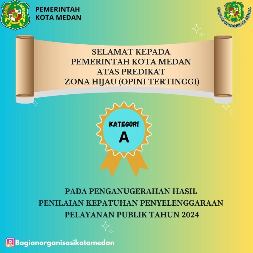 Pemko Medan Raih Opini Tertinggi Penilaian Kepatuhan Penyelenggaraan Pelayanan Publik