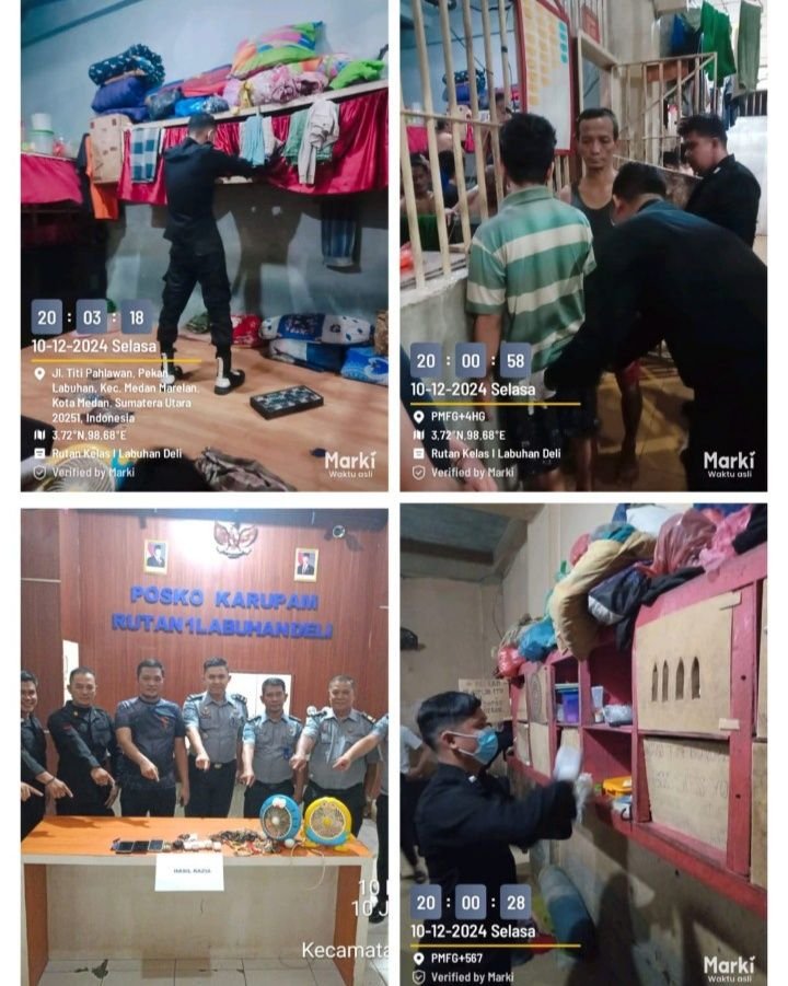 Cegah Peredaran Barang Terlarang, Rutan Labuhan Deli Kembali Geledah Kamar Hunian