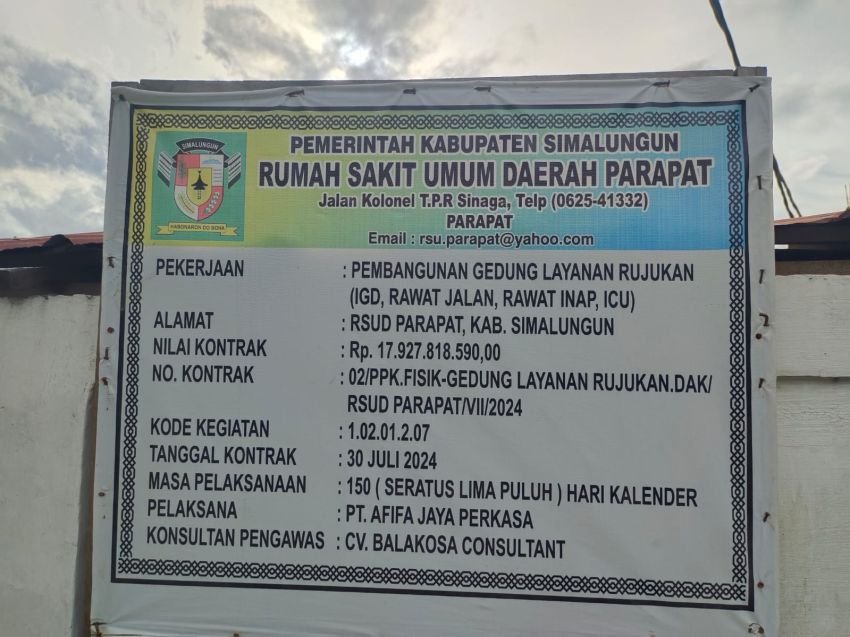 Direktur RSUD Parapat dan PPK Proyek Rp 17.9 M Terkesan Kebal Hukum