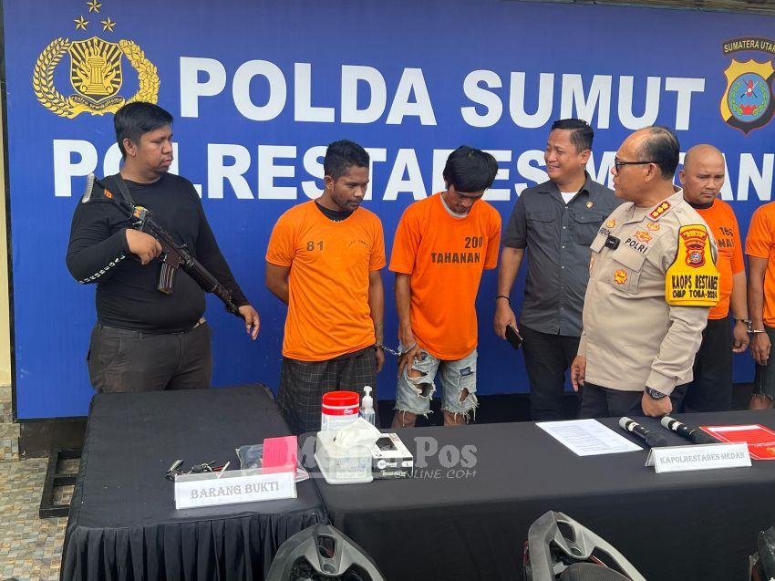 Polrestabes Medan Bongkar Sindikat Curanmor Jaringan Naya Sei Mencirim, 2 Pencuri Ditembak-2 Penadah Diringkus
