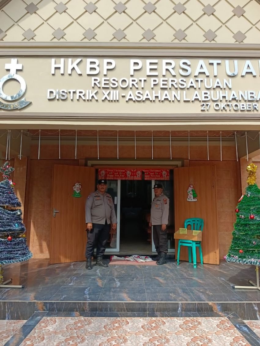 Saat Ibadah Minggu, Polres Tanjung Balai Pengaman dan Monitoring di Setiap Gereja