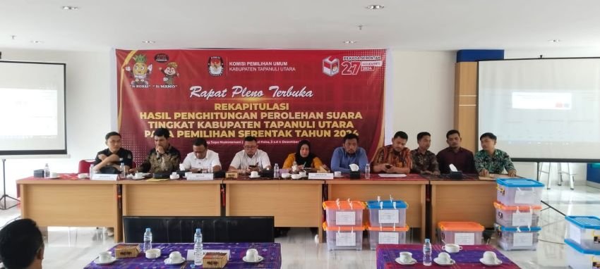 KPU Taput Tuntaskan Rekapitulasi Perhitungan Suara Pilkada Serentak 2024 Tingkat Kabupaten