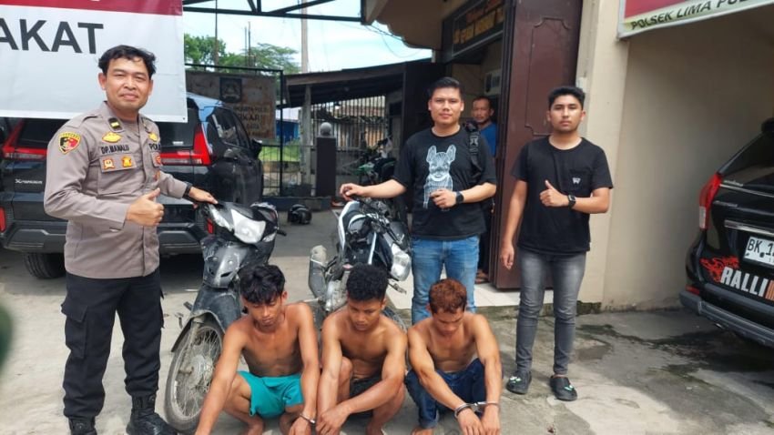 Tiga Sekawan Warga Datuk Lima Puluh Terduga Pencuri Motor Ditangkap Polisi