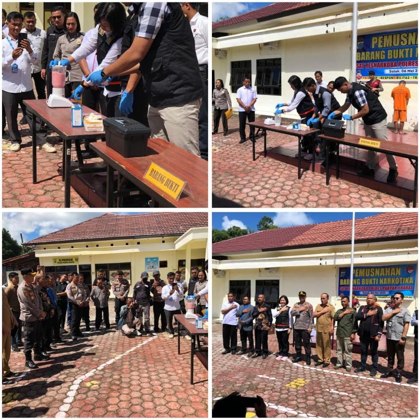 Polres Pakpak Bharat Musnahkan BB Narkoba Jenis Sabu dan Pil Ekstasi