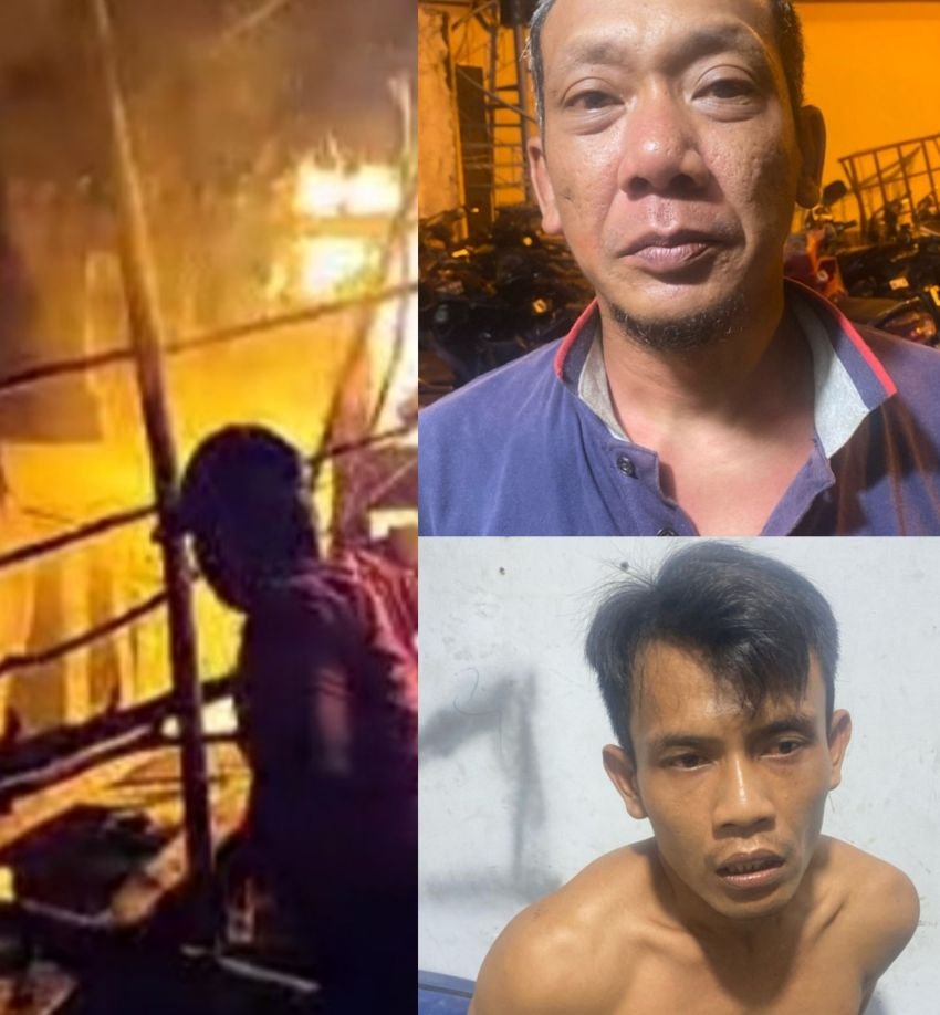 Polsek Sunggal "Bumi Hanguskan" Barak Narkoba Desae Paya Geli, Dua Pria Ditangkap