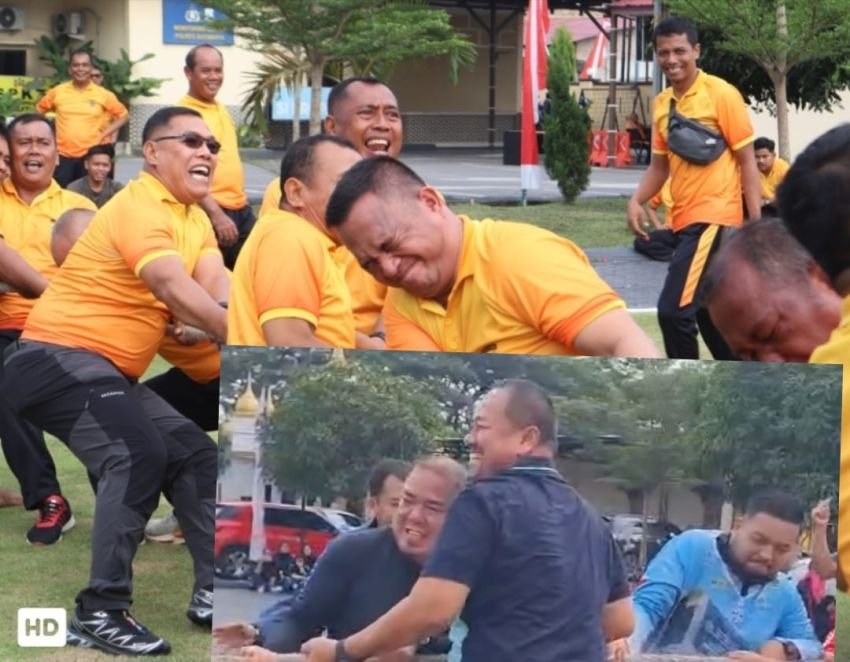 Semarak HUT Bhayangkara Ke-79 Siagian Vs Naenggolan Adu Kuat Tarik Tambang