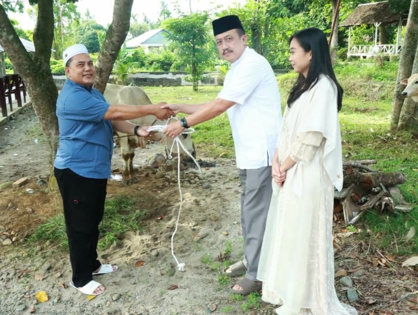 Polres Binjai Sembelih 7 Ekor Sapi Dan 9 Ekor Kambing
