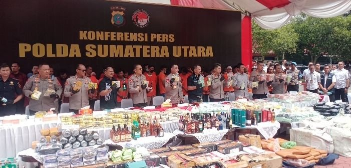 Polda Sumut Tangkap 3.051 Pelaku Narkoba Dengan Batang Bukti 665 Kg Sabu dan 1,1 Kg Kokain Selama 2025