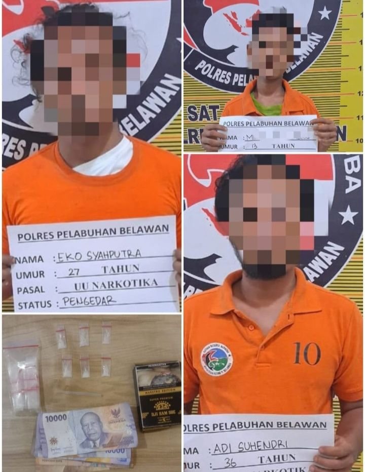 4 Pelaku Narkoba Diringkus Polisi di Medan Labuhan 1 Diantaranya Anak Dibawah Umur