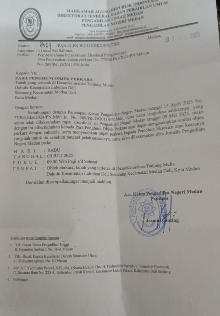 Eksekusi di Alumunium I Tanjung Mulia Ditunda, Polres Belawan Belum Bisa Penuhi  Permohonan Bantuan Pengamanan
