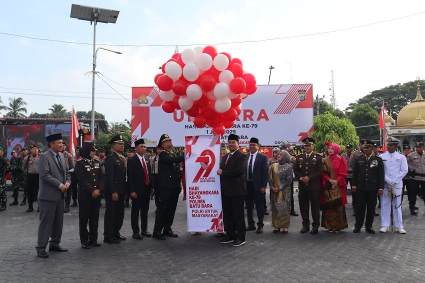 Mengusung Tema Polri Untuk Masyarakat, Polres Batu Bara Gelar Upacara Hari Bhayangkara Ke 79