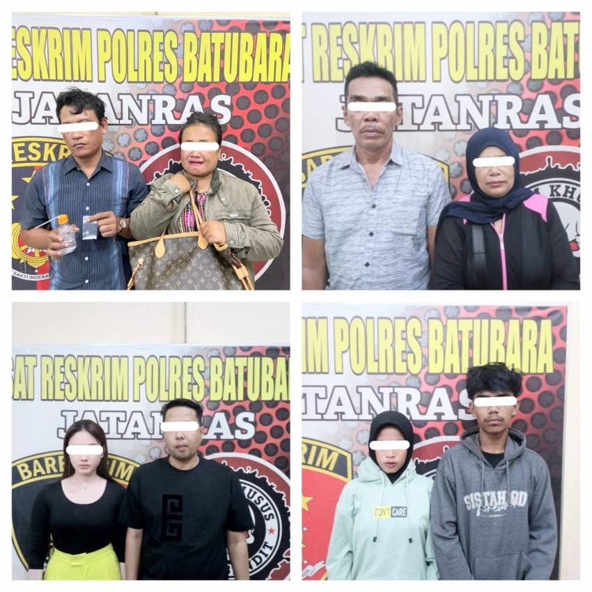 Polres Batu Bara Amankan 4 Pasangan Bukan Suami Istri Dan Sita 1 Kg Sabu Serta Soft Gun