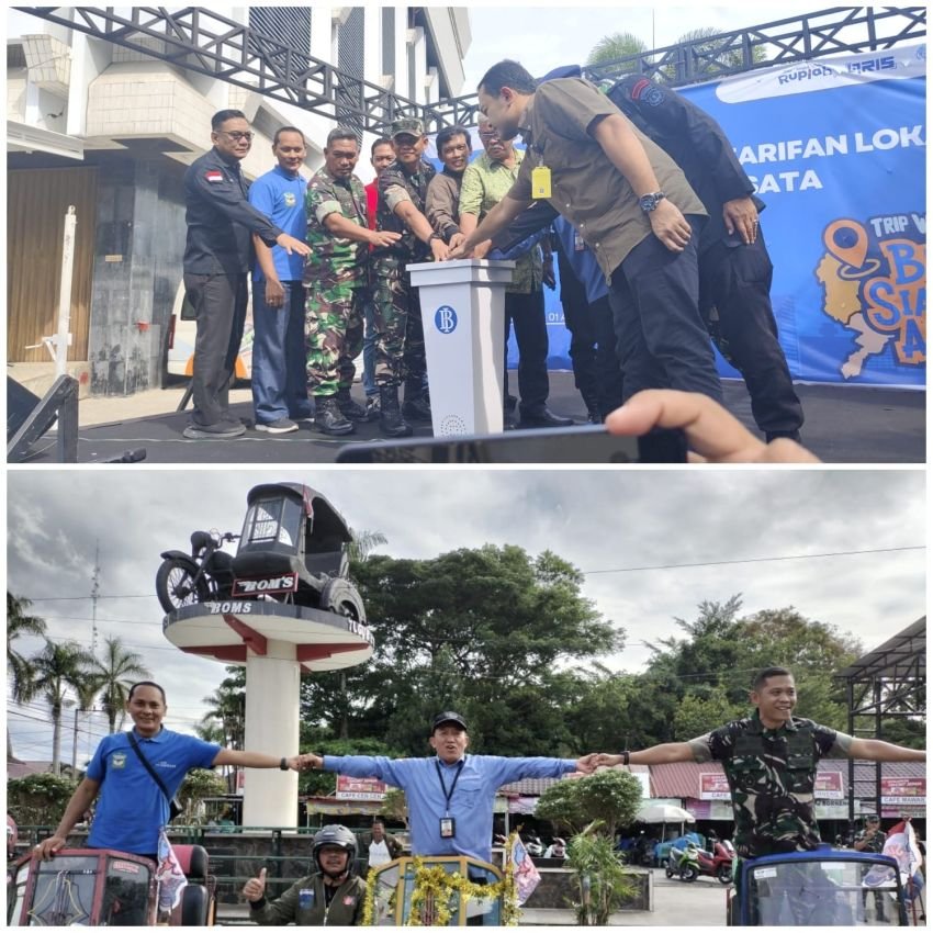 Ditandai Tekan Tombol Sirene, Launching QRIS Bersama Becak Wisata Kolaborasi BI Pematangsiantar