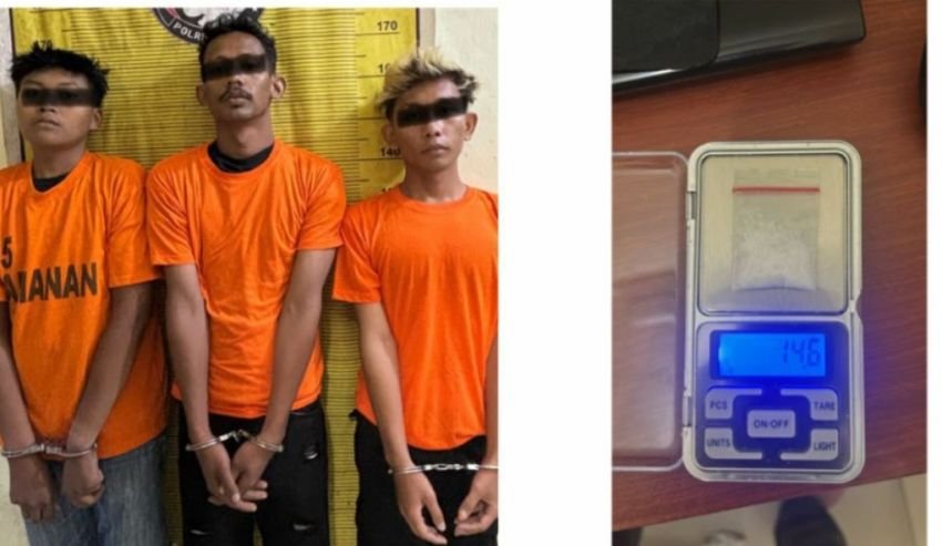Rumah Dijadikan Tempat Jual Narkoba Digrebek, 3 Pemuda Ditangkap Polres Binjai Saat Edarkan Narkoba Di Binjai Utara