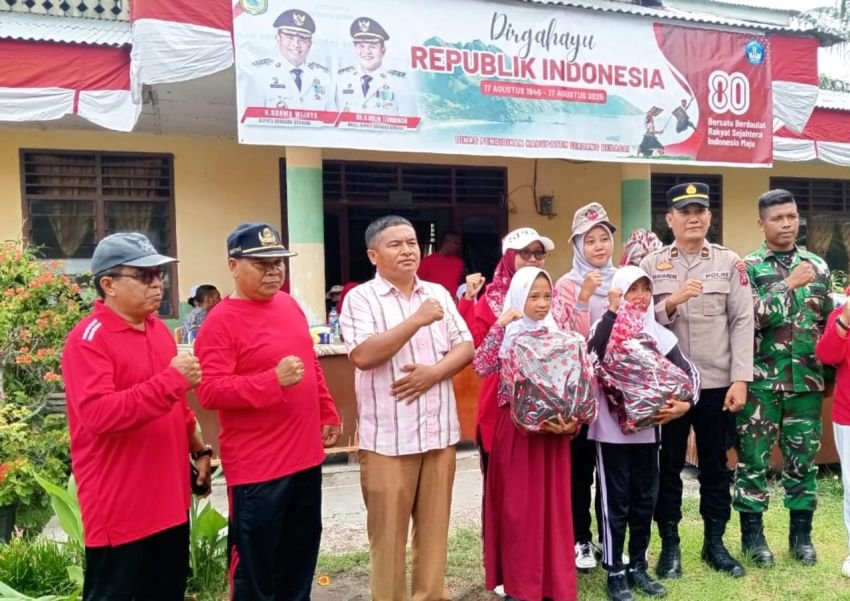 POLRI-TNI Dukung Dua Pelajar SD Ikuti OSN pada Gelaran Jalan Santai Guru di Tanjung Beringin