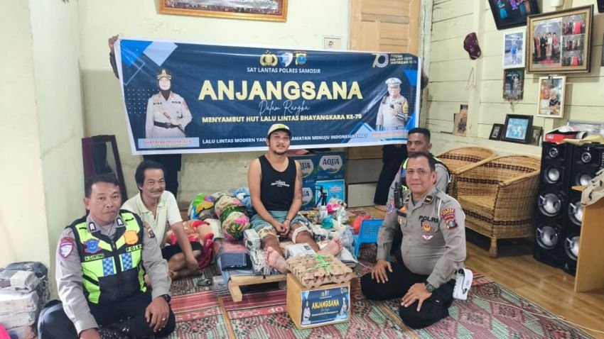Anjangsana Sat Lantas Polres Samosir Kunjungi Kevin Naibaho Korban Kecelakaan di Simarmata