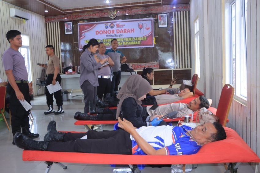 Aksi Donor Darah Polres Samosir Sambut HUT Humas Polri Tahun 2025