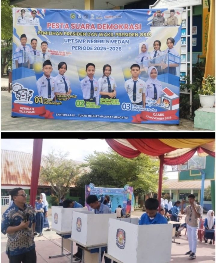 SMPN5 Medan Gelar Pesta Demokrasi Pemilihan Presiden dan Wakil Presiden Osis
