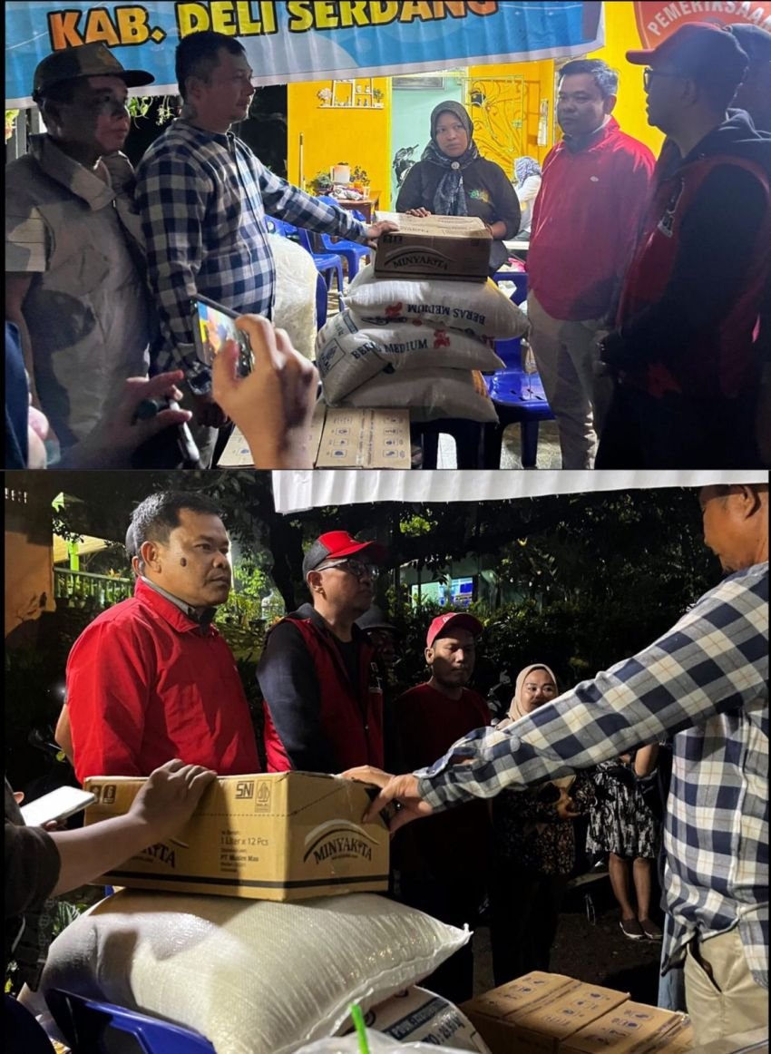 PDIP Deli Serdang Distribusikan Bantuan Sembako Ke Korban Banjir