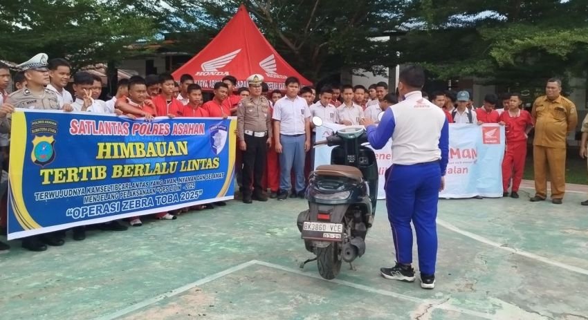 Honda dan Satlantas Polres Asahan Kuatkan Kesadaran Berlalu Lintas Pelajar Air Batu