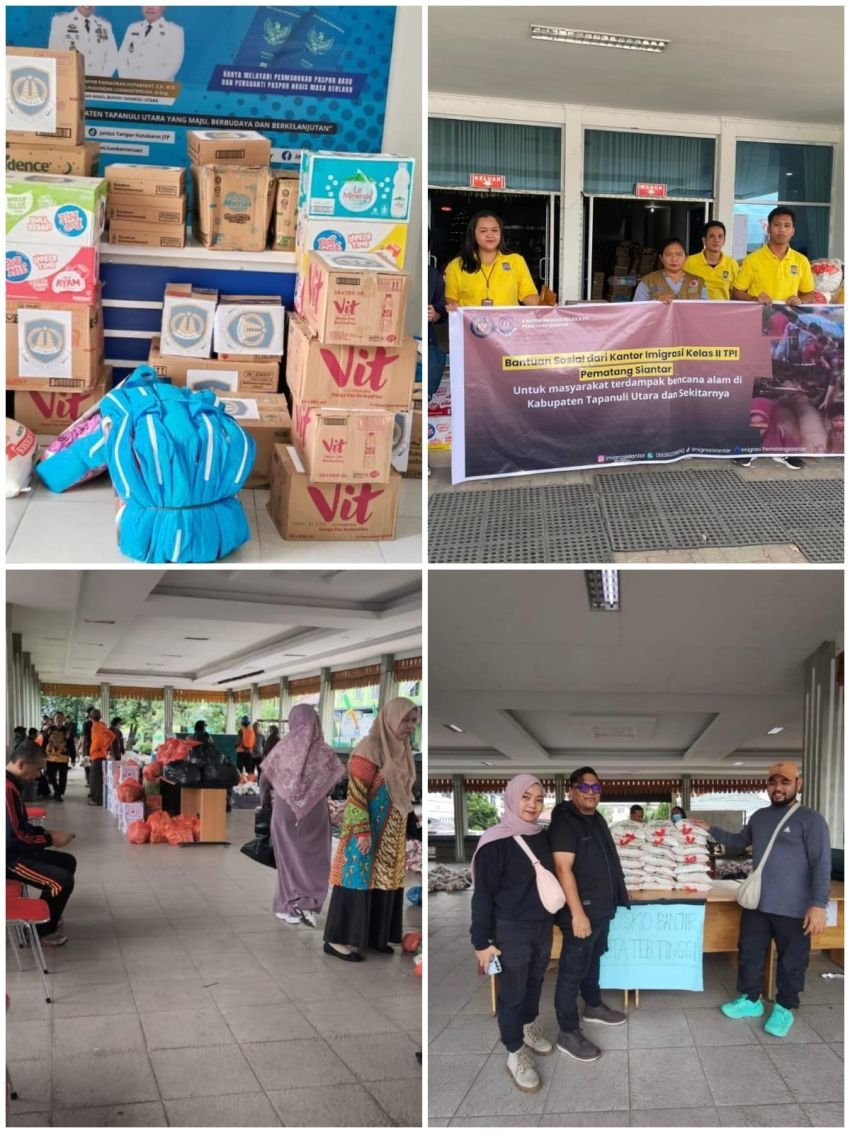 Kantor Imigrasi Kelas II TPI Pematangsiantar Gelar Giat Bakti Sosial Untuk Korban Banjir di Tebing Tinggi dan Tapanuli Utara