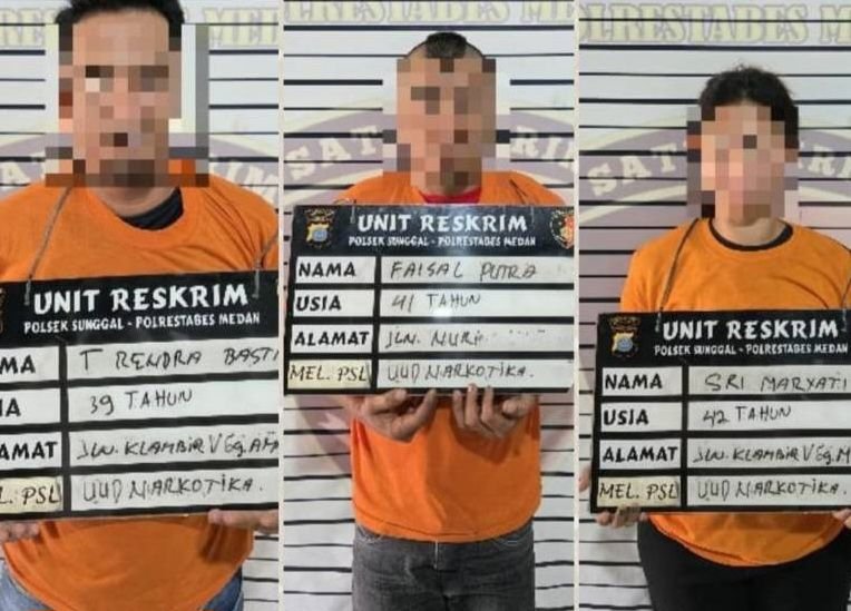 Polsek Sunggal Gerebek Klambir V, Pengedar dan Pecandu Digari : 5 Paket Sabu Disita