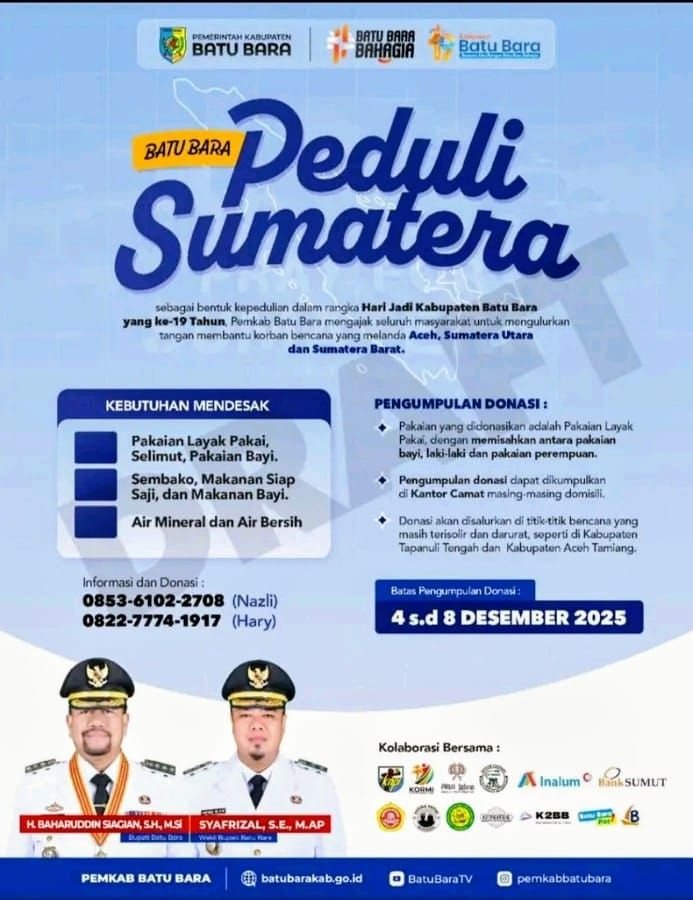 Sambut HUT ke 19, Pemkab Batu Bara Gelar Open Donasi Peduli Sumatera