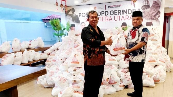 HUT ke 18 Tahun, Gerindra Sumut Bagikan 10.000 Sembako untuk Masyarakat